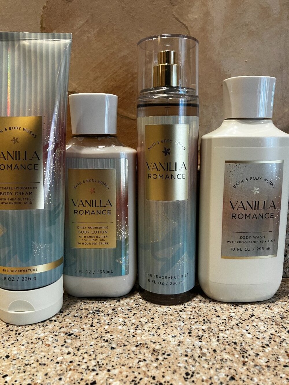 Bath & Body Works Set of Vanilla Romance Body Spray , Creme, Wash , Lotion! NEW